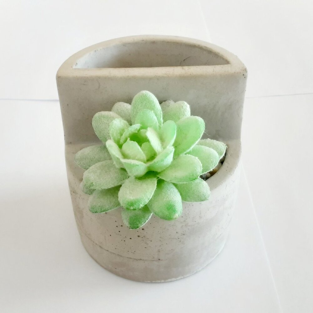 Concrete Faux Succulent Planter Pencil Holder, Make up Brush Holder